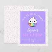 Budget Cupcake Kind Birthday Party Invitation (Voorkant / Achterkant)