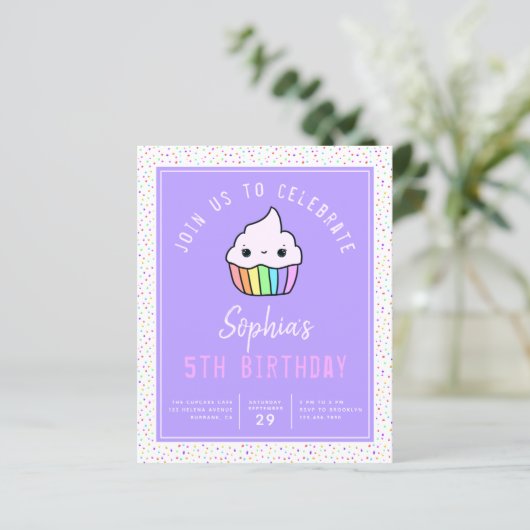 Budget Cupcake Kind Birthday Party Invitation (Staand voorkant)