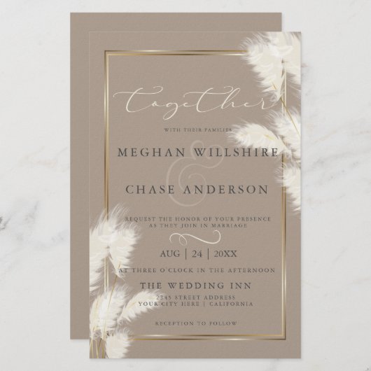 Budget Custom Abby1 Elegant Ivory Pampas Grass (Voorkant / Achterkant)