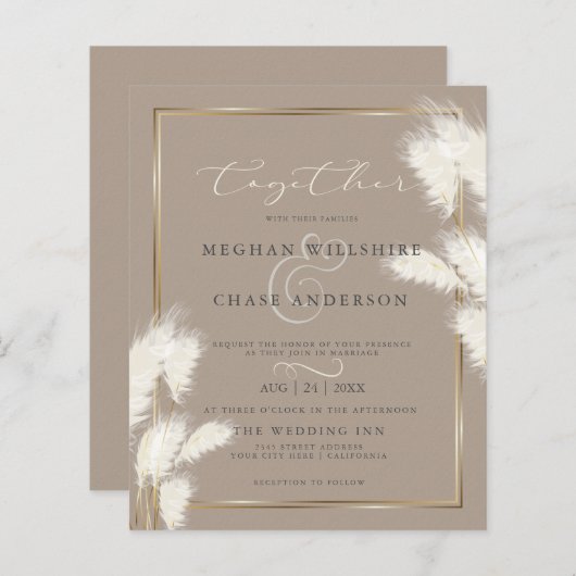 Budget Custom Abby1 Elegant Ivory Pampas Grass (Voorkant / Achterkant)