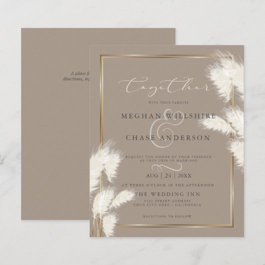 Budget Custom Abby2 Elegant Ivoor Pampas Grass (Voorkant / Achterkant)