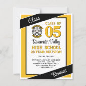 Budget Custom Geel Zwart Klasse Reünie Uitnodigen (Voorkant)
