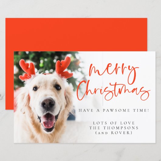 Budget Custom Pet Photo Merry Kerstmis Kaart (Voorkant / Achterkant)