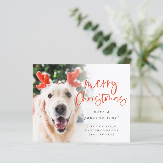 Budget Custom Pet Photo Merry Kerstmis Kaart (Staand voorkant)