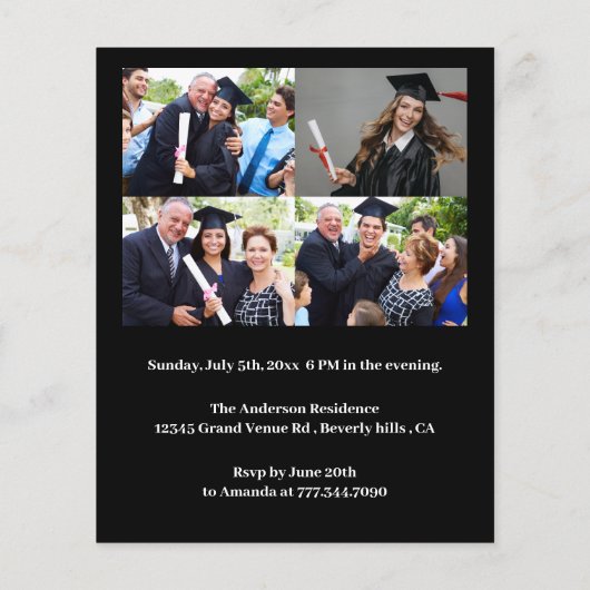 Budget Custom Photo Collage Black Graduparty Flyer (Achterkant)