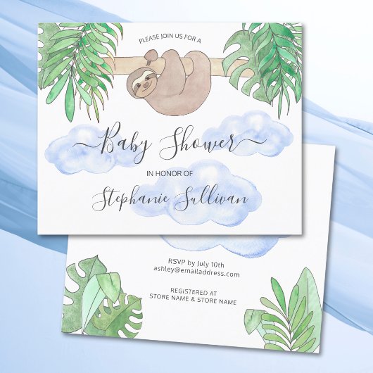 Budget Cute Baby Sloth Baby shower Uitnodiging