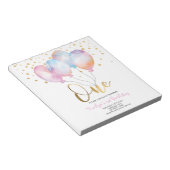 Budget Cute Balloons Pink Gold One Uitnodiging Notitieblok (Schuin)