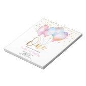 Budget Cute Balloons Pink Gold One Uitnodiging Notitieblok (Linkerzijde)