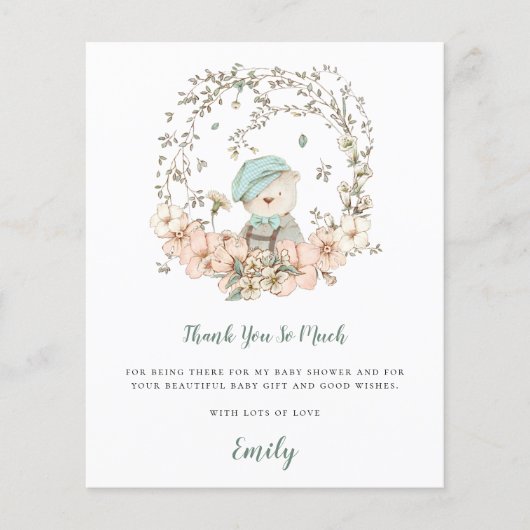 Budget Cute Beer Sage Baby shower Hartelijk dank (Voorkant)