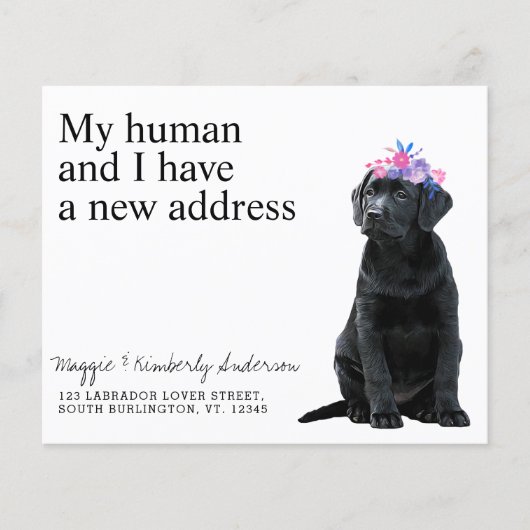 Budget Cute Black Labrador Dog Moving Announge (Voorkant)