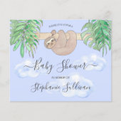Budget Cute Blue Boy Sloth Baby shower Uitnodiging (Voorkant)