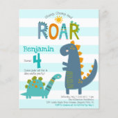 Budget Cute Blue Dinosaurs Boy Birthday Uitnodigin (Voorkant)