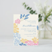 Budget Cute Blue Yellow Flowers Baby shower Uitnod (Staand voorkant)