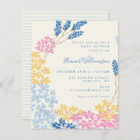 Budget Cute Blue Yellow Flowers Baby shower Uitnod
