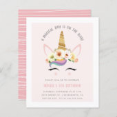 Budget Cute Blush Magical Unicorn Birthday Party (Voorkant / Achterkant)