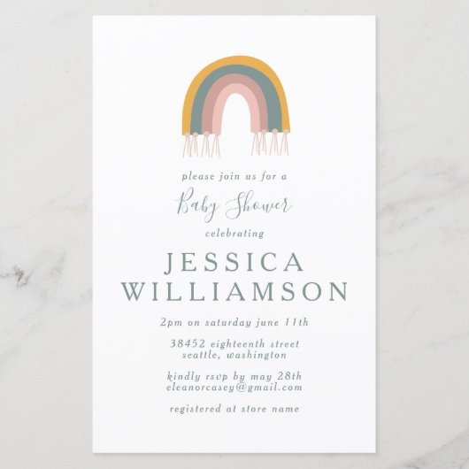 Budget Cute Boho Rainbow Simple Baby shower Invite (Voorkant)