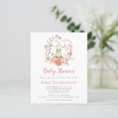Budget Cute Bunny Coral Girl Baby shower Invite (Staand voorkant)