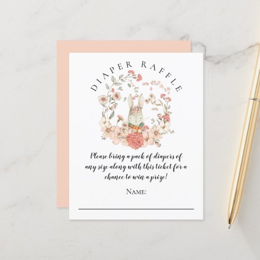 Budget Cute Bunny Diaper Raffle Girl Baby shower (Voorkant / Achterkant in situ)