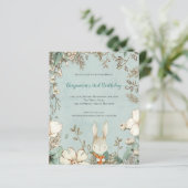 Budget Cute Bunny Foliage 2e verjaardag Boy Invite (Staand voorkant)