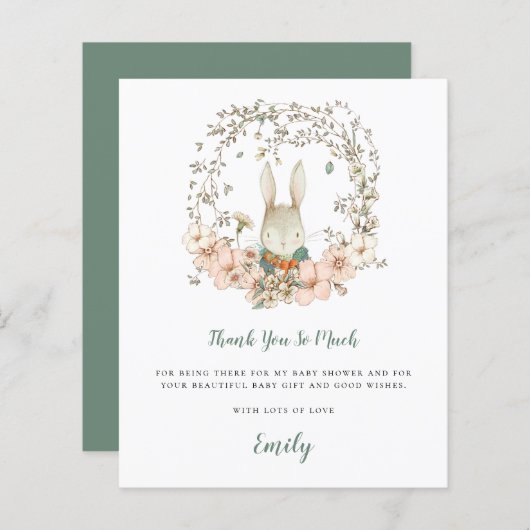 Budget Cute Bunny Sage Baby shower Dank u (Voorkant / Achterkant)