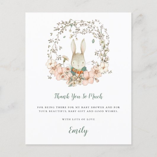 Budget Cute Bunny Sage Baby shower Dank u (Voorkant)