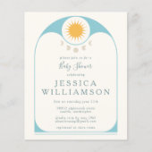 Budget Cute Celestial Star Moon Blue Baby shower (Voorkant)