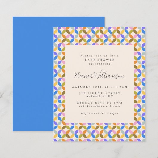 Budget Cute Colorful Blue Geometric Baby shower (Voorkant / Achterkant)