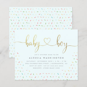 Budget Cute Confetti Sprinkle Gold Boy Baby shower