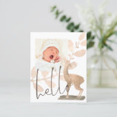 Budget Cute Deer Baby Foto geboorteaankondiging (Staand voorkant)