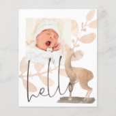 Budget Cute Deer Baby Foto geboorteaankondiging (Voorkant)
