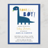 Budget Cute Dinosaur baby shower Boy Blue Modern (Voorkant)