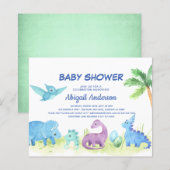 Budget Cute Dinosaur Baby shower Uitnodiging (Voorkant / Achterkant)