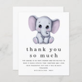 BUDGET Cute Elephant Baby shower Hartelijk dank (Voorkant / Achterkant)