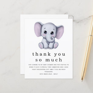 BUDGET Cute Elephant Baby shower Hartelijk dank