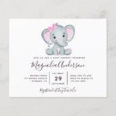 Budget Cute Elephant Baby shower Uitnodiging (Voorkant)