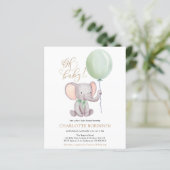 Budget Cute Elephant Baby shower Uitnodiging (Staand voorkant)