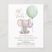 Budget Cute Elephant Baby shower Uitnodiging (Voorkant)
