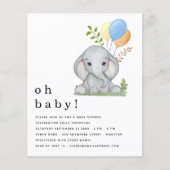 Budget Cute Elephant Blue Boy Baby shower. uitnodi (Voorkant)