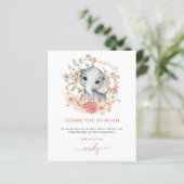 Budget Cute Elephant Coral Baby shower Dank u (Staand voorkant)