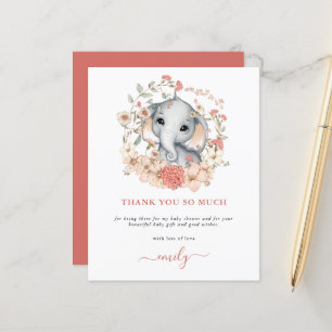 Budget Cute Elephant Coral Baby shower Dank u