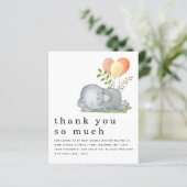 BUDGET Cute Elephant Yellow Baby shower Dank u wel (Staand voorkant)