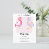 BUDGET Cute Flamingo Pink Girly Uitnodiging (Staand voorkant)