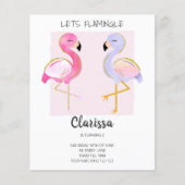 BUDGET Cute Flamingo Pink Girly Uitnodiging (Voorkant)