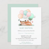 Budget Cute Fox Blauwgroen Baby shower Uitnodiging (Voorkant / Achterkant)