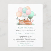 Budget Cute Fox Blauwgroen Baby shower Uitnodiging (Voorkant)
