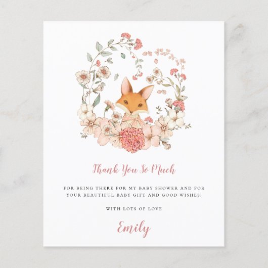 Budget Cute Fox Coral Baby shower Dank u (Voorkant)