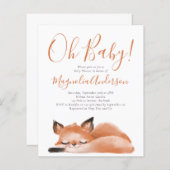 BUDGET Cute Fox Oh Baby shower Uitnodiging (Voorkant / Achterkant)