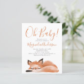 BUDGET Cute Fox Oh Baby shower Uitnodiging (Staand voorkant)