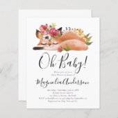 BUDGET Cute Fox Oh Baby shower Uitnodiging (Voorkant / Achterkant)