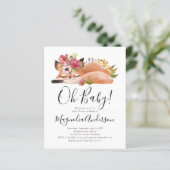 BUDGET Cute Fox Oh Baby shower Uitnodiging (Staand voorkant)